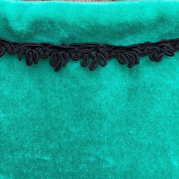 La Redoute Vintage Green Velour Velvet Oversize Lace Embroidered Trim Cardigan M - Picture 6 of 11